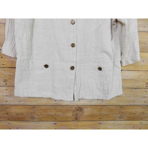 Vintage Shirt XL Khaki White Long Sleeve Front Pockets Peter Popovitch - Picture 3 of 9